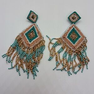 HANDMADE SOUTHWESTERN BEADED FRINGE EARRINGS